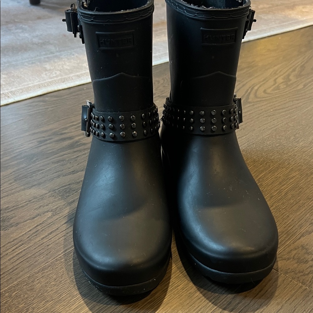 Hunter Black Studded Rain Boots